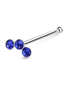 3 Stones Bone Nose Stud Silver NSKD-94